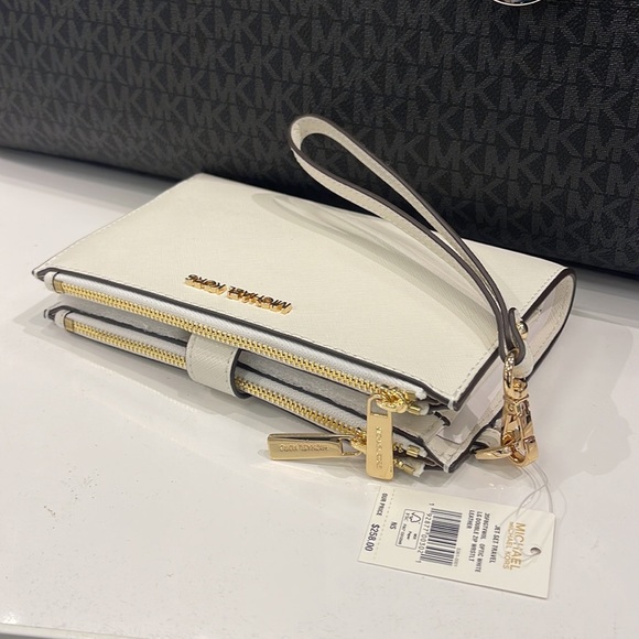 MICHAEL KORS LARGE DOUBLE ZIP WRISTLET WALLET PHONE CASE CLUTCH 
Optic White - Picture 6 of 16